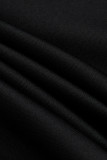 Черные сексуальные однотонные лоскутные прозрачные платья с юбкой в ​​один шаг с круглым вырезом и круглым вырезом