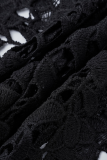 Zwarte sexy patchwork patchwork halve coltrui onregelmatige jurkjurken