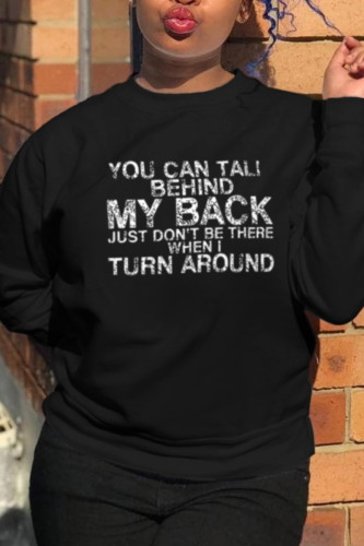 Black Fashion Print Patchwork O Neck Tops
