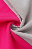 gris rose mode décontracté solide patchwork manches longues deux pièces