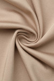Khaki Fashion Casual Patchwork Basic Turndown Collar Long Sleeve Two Pieces