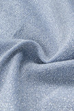 Robes à la mode décontractées solides asymétriques de l'épaule à manches longues grises