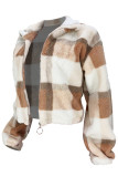Camel Fashion Casual Print Cardigan Turndown Collar Prendas de abrigo