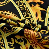 Vestidos amarelos com estampa casual patchwork decote em v manga longa plus size