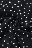 Vestidos de manga larga con cuello en V transparentes de perforación en caliente de patchwork sexy de moda negro