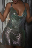 Цветное модное сексуальное лоскутное платье без рукавов с открытой спиной и лямкой на шее