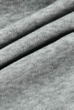 Colarinho com capuz cinza escuro moda casual sólido básico manga longa duas peças