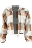Camel Mode Casual Print Cardigan Turndown-krage Ytterkläder