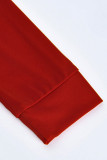 Röd Casual Solid Patchwork Dragkedja Hooded Collar Långärmad Två delar