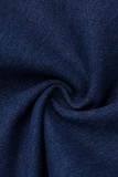 ベビー ブルー ファッション カジュアル ソリッド バックレス ストラップレス スキニー ジャンプスーツ