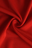 Rosa rojo Casual Sólido Patchwork Cremallera Cuello con capucha Manga larga Dos piezas