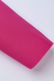 rosérot Lässige feste Volant-Kleider mit V-Ausschnitt