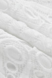 Witte zoete effen uitgeholde patchwork asymmetrische off-shoulder A-lijn jurken