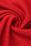 Moda de color rojo informal para adultos, artículo de Pit, telas de retales, parches lisos, monos ajustados con cuello redondo