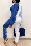 Blauwe Mode Casual Print Basic Rits Kraag Regular Jumpsuits