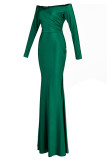 Grüne Promis Solide Abendkleider mit V-Ausschnitt