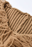 Robes droites bordeaux décontractées en patchwork à pompons solides (sans ceinture)
