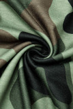Green Fashion Casual Camouflage Leopard grain Print Long Sleeve une épaule col