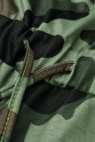 Donkerblauw Mode Toevallig Camouflage Luipaard graan Print Lange mouw een schouder kraag