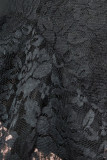 Negro Sexy Dulce Sólido Ahuecado Patchwork Asimétrico Recto Cintura alta Parte inferior de color sólido