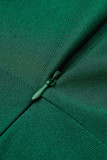 Gröna kändisar Solid V-ringad aftonklänning