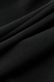 Due pezzi manica lunga colletto con risvolto patchwork stampa casual nero