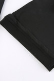 Pantaloni patchwork a matita a vita alta regolari trasparenti neri con patchwork solido