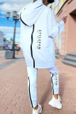 Light Blue Casual Street Print Patchwork Zipper Hooded Collar Long Sleeve Two Pieces