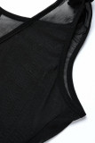 Aprikos Sexig Solid Patchwork Vik Asymmetrisk V-hals Vanliga Jumpsuits