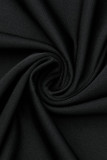 Schwarze Mode Sexy Patchwork Hot Drilling Ausgehöhlte O-Ausschnitt Abendkleider