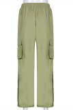 Green Fashion Casual Solid Patchwork Regular High Waist Trousers