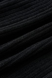 Black Fashion Casual Solid Patchwork Zipper Collar Regular Jumpsuits