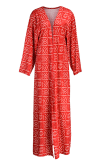 Vêtement d'extérieur patchwork imprimé décontracté rouge