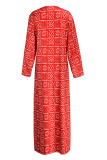Rode casual bovenkleding met patchworkprint