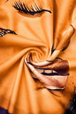 Orange Casual Print Patchwork O Neck Lantern Skirt Plus Size Dresses