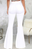 Jeans de mezclilla de cintura alta lisos de Fashion Street blanco