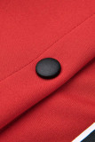 Capispalla con lettera patchwork casual di moda rossa