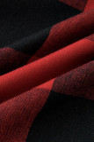 Rot Schwarz Mode Lässig Plaid Print Cardigan Umlegekragen Plus Size Mantel