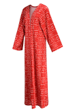 Красная повседневная верхняя одежда в стиле пэчворк с принтом
