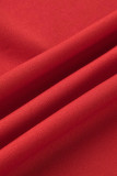 Rote Art- und Weisebeiläufige Patchwork-Buchstaben-Oberbekleidung