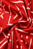 Rote Patchwork-Oberbekleidung mit lässigem Druck