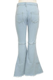 Coffee Fashion Street Jeans de mezclilla de cintura alta sólidos