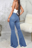 Calça jeans de cintura alta de cintura alta Coffee Fashion Street