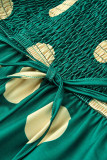 Groene casual print patchwork frenulum strapless rechte jumpsuits