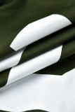 Armée Vert Mode Casual Imprimé Patchwork Col Roulé Manches Longues Deux Pièces