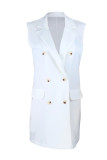 Witte mode casual effen vest met kraag bovenkleding