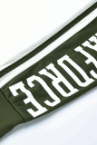 Dolcevita patchwork con stampa casual moda verde militare manica lunga due pezzi