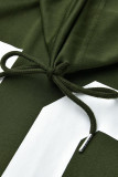 Dolcevita patchwork con stampa casual moda verde militare manica lunga due pezzi