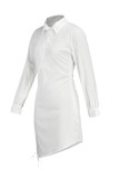 Cyan Mode Sexig Vanlig Ärm Långärmad Turndown Collar Skjorta Klänning Mini Solid Klänningar