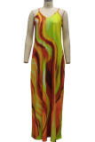 Многоцветные повседневные прямые платья с принтом в стиле пэчворк на тонких бретелях